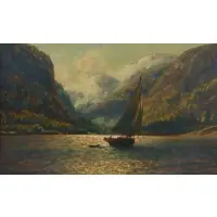 Per Petri, Sailing in the Fjord, Oil on board