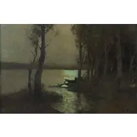Per Petri, Night Fisherman, Oil on board