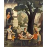 Robert Aigner, Conversations Outdoors, 1929, Oil on panel