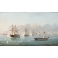 Tommaso de Simone, The Bombardment of Alexandria, 11th and 12th July 1882, 1883, Oil on canvas