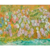 R. Rogers, A Bloom of Lilac Flowers by The Water's Edge, 1962, Oil on canvas