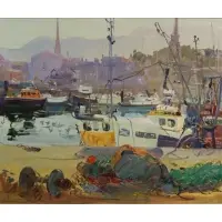James Harrigan, Girvan Harbor, Scotland, Oil on board