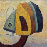 Robert Jessup, Stone Fish in the Sky, Oil on canvas
