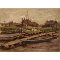 Frank Hutton Shill, Port Norris Boat Landing, New Jersey, Oil on canvas