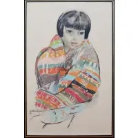 Alix Aymé, Portrait of a Young Vietnames Girl, Colored etching