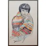 Alix Aymé, Portrait of a Young Vietnames Girl, Colored etching