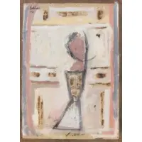 Abstract Figurative Composition by Salvatore Emblema, Mixed media on paper laid on burlap, sold Jun 2025