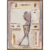 Salvatore Emblema, Abstract Figurative Composition, Mixed media on paper laid on burlap