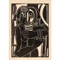 David Clyde Driskell, African Dancer, Linocut on paper