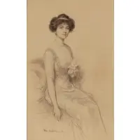 Fred Pegram, Portrait of a Lady, Graphite and colored chalk on paper