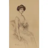 Fred Pegram, Portrait of a Lady, Graphite and colored chalk on paper