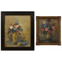 William W Ferguson, Flower and Fruit Still Life, Two Flower Still Life Paintings: (i) 'Flower and Fruit Still Life' Oil on masonite