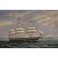 E. Nielsen, Ship Sailing Offshore, Oil on canvas