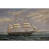 E. Nielsen, Ship Sailing Offshore, Oil on canvas
