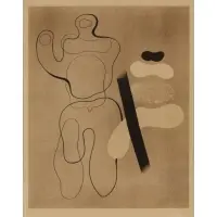 Willi Baumeister, 'Linienfiger auf Braum (Line Figure on Brown), 1935, Offset lithograph on machine made paper