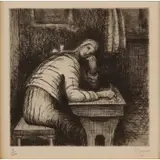 Henry Moore, Girl Doing Homework IV, 1974, Etching and aquatint