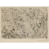 A. R. Penck, Ein Abend Bei Graf (An Evening with Graf), Dry Point etching on paper