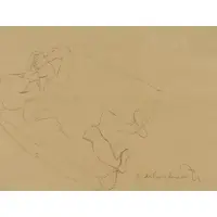 Di Cavalcanti, Woman on Sofa, Pen and ink on paper
