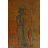 Samson John, Embracing Couple, 2015, Acrylic on canvas laid to foam board