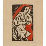 Erich Heckel, Liegende (Lying Woman), 1913, Colored woodcut