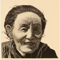 Xiang Silou, Elderlyx, 2002, Woodblock on paper