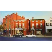 Peter III Poskas, Street Scene with Gloria's Grocery and The Salon, Oil on board