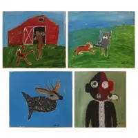 The KO Outside the Barn by Earl Swanigan, Oil on board, sold Jun 2025