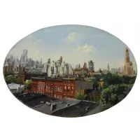 Wade Miller, Brooklyn, View from Roof, 1991, Oil on board , Verso: Signed, titled, and dated on board