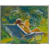 Edward Wilson Hewett, A Figure Lounging in a Garden, 1980, Graphite and watercolor