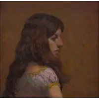 Elias J. Rivera, Girl in Profile, Oil on particle board