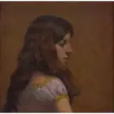 Elias J. Rivera, Girl in Profile, Oil on particle board