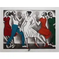 Elizabeth Catlett, Dancing, 1990, Color Lithograph on cream wove paper