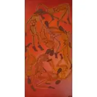 Ronald Walton, Abstract Figures, 1980, Oil on canvas