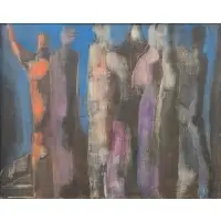 Abstract Figures by Jane Berlandina, 1950, Oil on canvas, sold Jun 2025