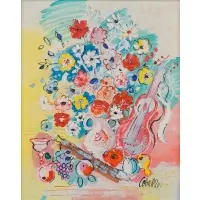Charles Cobelle, Still-Life of Flowers and Musical Instruments, Oil on canvas