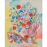 Charles Cobelle, Still-Life of Flowers and Musical Instruments