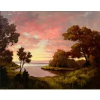 Harley Bartlett, Landscape At Dusk, Oil on canvas