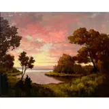 Harley Bartlett, Landscape At Dusk, Oil on canvas