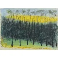 Wolf Kahn, Untitled (Trees in West Brattleboro, VT.), Pastel on paper