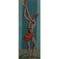 Clóvis Graciano, Figure (Man with Tambourine), Gouache on paper