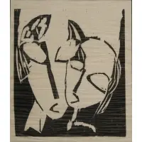 Lasar Segall, Duae Cabegas (Two Heads), Woodcut on Japanese paper