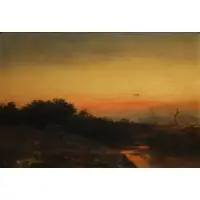 Edward Moran, Sunset, Oil on canvas