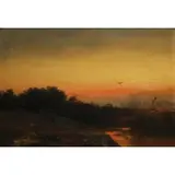 Edward Moran, Sunset, Oil on canvas