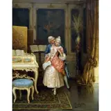 De Muziekles by Alois Heinrich Priechenfried, Oil on panel, sold Jun 2025