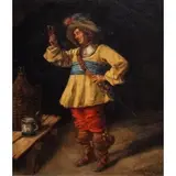 N. Bernhard Brand, A Cavalier in a Tavern, Oil on panel