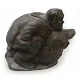 Jimmy Arnamissak, Jimmy E9-1395, A carved stone sculpture of a man hunting a seal