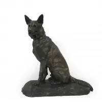 Louis Riché, Seated German Shepherd, Patinated bronze