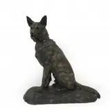 Louis Riché, Seated German Shepherd, Patinated bronze