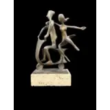 Milton Hebald, Man and Woman on Scooter on a Travertine or Stone Base