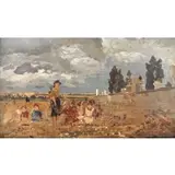 Tina Blau, An Der FriedHofsnauer (On the Cemetery Wall), 1887, Oil on board Signed lower right